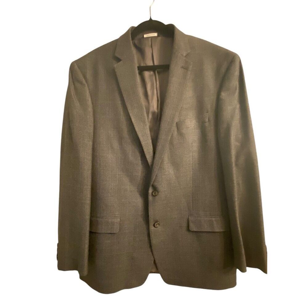 Ralph Lauren Blazer Sport Coat Men 46XL Gray Houndstooth Wool Silk Double Vent